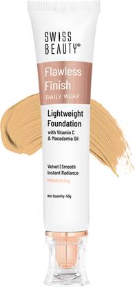 SWISS BEAUTY Flawless Finish Daily Wear Light Weight Foundation ~ Instant Radiance Skin Velvet Finish ~ Moisturising ~ 40g ~ Color -04 Natural Nude Foundation