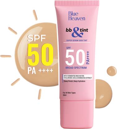 BLUE HEAVEN BB &Tint |BB Cream_4 in 1 Foundation+Moisturizer SPF 50 PA++++ Natural Sand_30ml Foundation