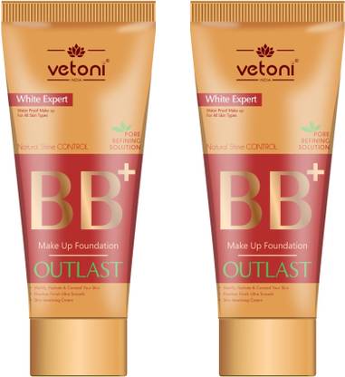 VETONI Gold Foundation BB+ CRÈME |INSTANT GLOW | BROAD |(pack of 2)|120ml| Foundation