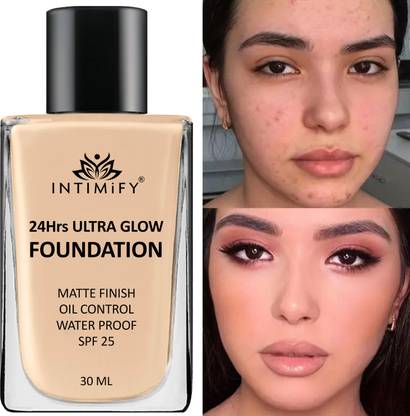 INTIMIFY Ultra Glow Foundation with Matte Finish, Water Proof & SPF 25 For Women Foundation
