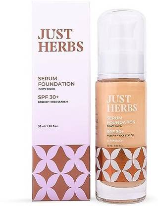 Just Herbs Waterproof Serum Foundation For Full Coverage Make Up With Spf30+ & Dewy Finish Foundation