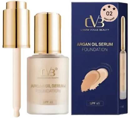 CVB Argan Oil Serum Foundation with SPF 45, 02 Soft ivory, Liquid Formula  Foundation