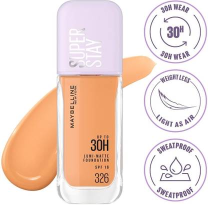 MAYBELLINE NEW YORK Super Stay Lumi Matte Liquid Foundation, 326, 30 HR Longwear Light  Foundation