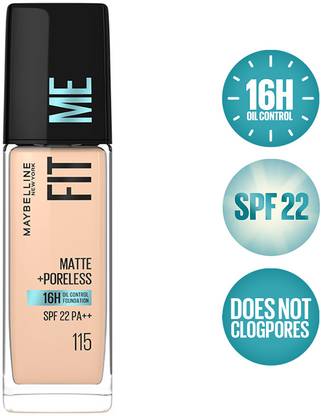 MAYBELLINE NEW YORK Fit Me Matte+Poreless Liquid Foundation (With Pump & SPF 22) Foundation