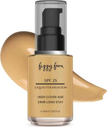 Fizzy Fern SPF 25 Liquid Foundation - High Coverage & 24Hr Stay for Flawless Skin Foundation