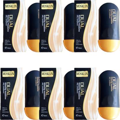 MOSKLIN DUAL BLEMISH FOUNDATION FOR WHITENING BRIGHTER SKIN PACK OF 50ml x 6 Foundation