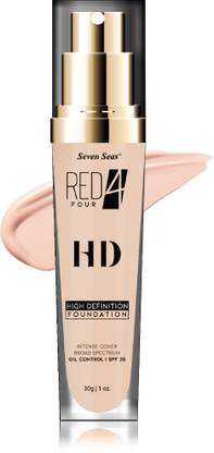 RED4 Nude High Definition HD Foundation 30gm with Oil Control SPF 25 Intense Cover Foundation