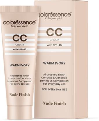 COLORESSENCE Face CC Cream with SPF-45 for Instant Glow & Correction| Get Free Lip Smoothie Foundation