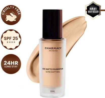 charmacy milano Foundation 07 | 24Hr Wear, SPF25, Waterproof, Full Coverage, Matte Finish Foundation