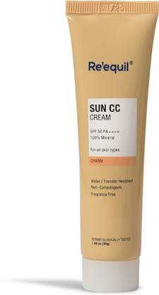 Re'equil Sun CC Cream SPF 50 PA++++, 100% Mineral UV Filter, Foundation