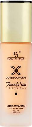 Half N Half Cover Concealer Liquid Foundation Natural Light, Lasting, SPF 15, Matte Finish Foundation