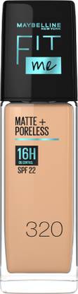 MAYBELLINE NEW YORK Fit Me Matte+Poreless Liquid Foundation (With Pump & SPF 22), 320 Natural Tan Foundation