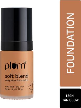 Plum Soft Blend Weightless Foundation | Matte Finish | Hydrating | Tan Glow - 130N Foundation