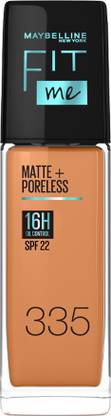 MAYBELLINE NEW YORK Fit Me Matte+Poreless Liquid Foundation (With Pump & SPF 22), 335 Classic Tan Foundation