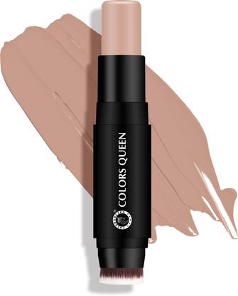 COLORS QUEEN Fix & Blend Matte Foundation Stick with Inbuilt Brush, Medium to Full Coverage Foundation