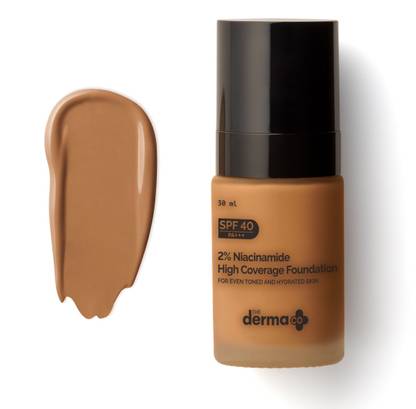 The Derma Co 2% Niacinamide High Coverage Foundation with 1% Hyaluronic Acid & SPF 40 PA+++ Foundation
