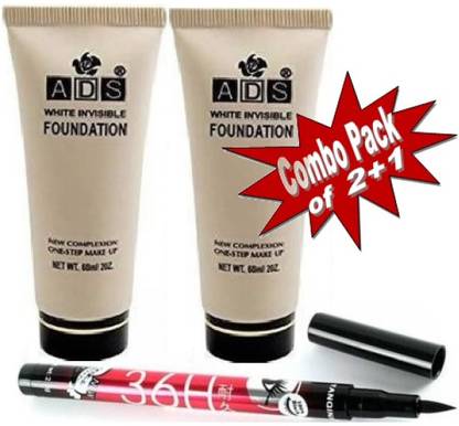 ads White Invisible Foundation (pack of 2) with One 36H Eyeliner
