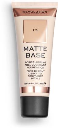 Makeup Revolution Matte Base Foundation F2 Improves Uneven Skin Tone, Lightweight & Smudge Proof Foundation