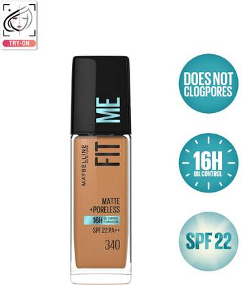 MAYBELLINE NEW YORK Fit Me Matte+Poreless Liquid Foundation (With Pump & SPF 22), 340 Cappuccino Foundation