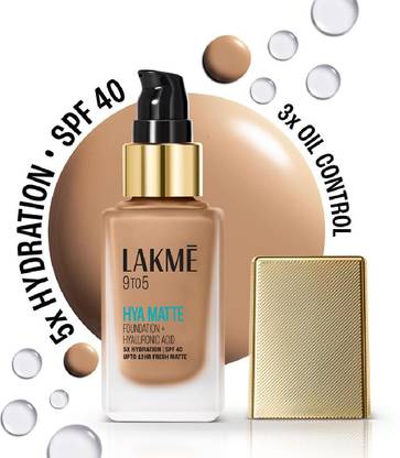 Lakmé 9to5 Hya Matte Foundation + Hyaluronic Acid Neutral Almond - 25ml Foundation