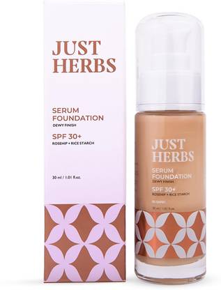 Just Herbs Waterproof Serum Foundation For Full Coverage Make Up With Spf30+ & Dewy Finish Foundation