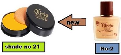Olivia Pan cake shade no 21 & liquid Foundation no 0.2-100% Waterprof Pan Cake Concaler Foundation