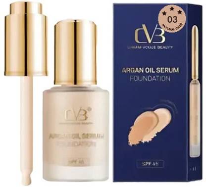 CVB Argan Oil Serum Foundation SPF 45, 03 Natural Beige, Liquid Formula  Foundation