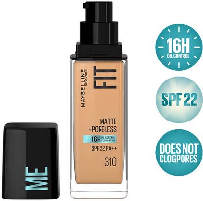 MAYBELLINE NEW YORK Fit Me Matte+Poreless Liquid Foundation (With Pump & SPF 22), 310 Sun Beige Foundation