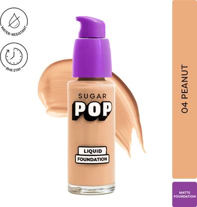 SUGAR POP Liquid Foundation - 04 Peanut | Water Resistant | Super Matte | Full Coverage Foundation