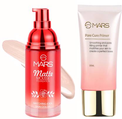 MARS Matte Mousse Foundation Ivory With Long Lasting Prime Primer  - 90 ml