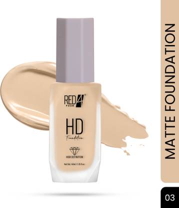 RED4 HD Foundation Long Lasting Full Coverage Waterproof Liquid Matte  Foundation