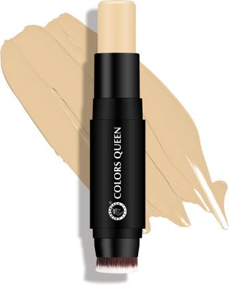 COLORS QUEEN Fix & Blend Matte Foundation Stick with Inbuilt Brush, Medium to Full Coverage Foundation