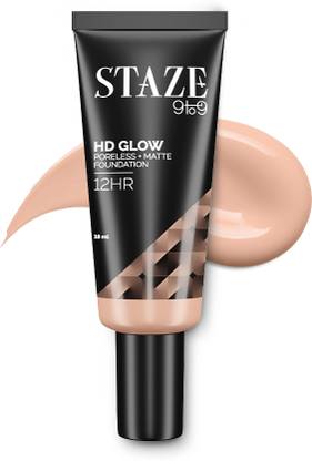 Staze 9to9 HD Glow Poreless + Matte Foundation | HD Flawless Finish | 115N Cream Foundation