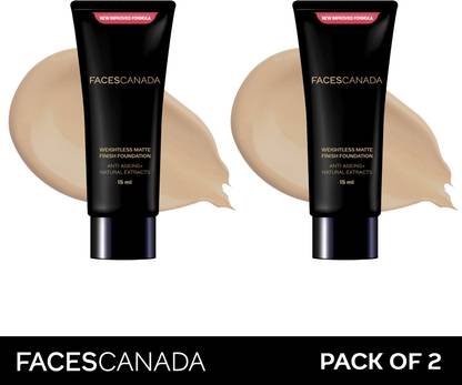 FACES CANADA Weightless Matte Finish Foundation | Lightweight | Anti-Ageing | Flawless Finish Foundation
