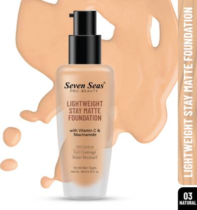 Seven Seas Stay Mate Foundation, Full Coverage Foundation | With Vitamin C and Niacinamide Foundation