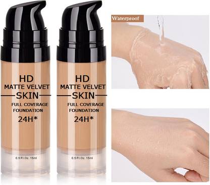 GABBU Combo HD Matte Velvet Sik Full Coverage Foundation 24 Hrs Stay Foundation