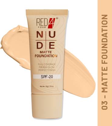 RED4 Nude Matte Foundation | Full Coverage Foundation | Fresh Glow (SPF-20) Foundation