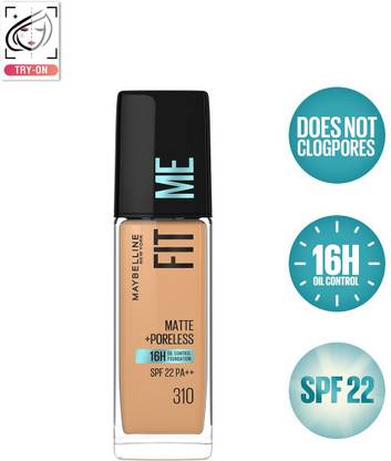 MAYBELLINE NEW YORK Fit Me Matte+Poreless Liquid Foundation (With Pump & SPF 22), 310 Sun Beige Foundation
