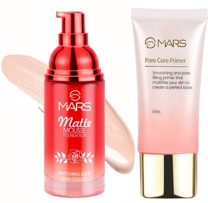 MARS Matte Mousse Foundation Beige With Long Lasting Prime Primer  - 90 ml