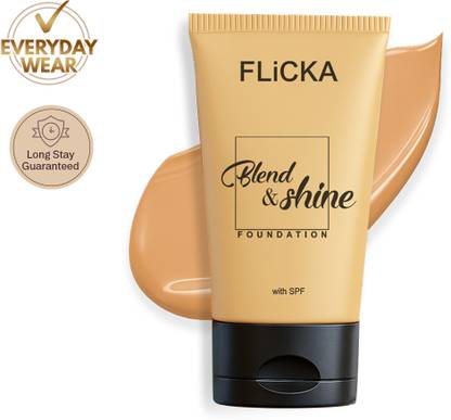 Flicka Blend & Shine Liquid Foundation For Face Makeup, 04 Walnut, 30ml Foundation