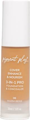 Pigment Play 3-In-1 Foundation+Concealer Cover-Enhance Nourish Get Smooth Shine Matte Makeup Foundation