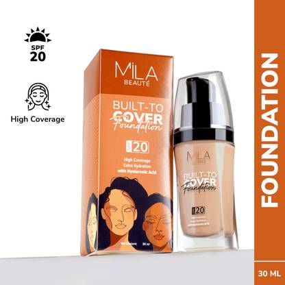 MILA BEAUTÉ Built to Cover Liquid Foundation High Coverage Lightweight Matte Finish SPF20 Foundation
