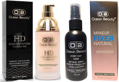 OCEAN BEAUTY Waterproof High Coverage Liquid Matte Finish Foundation Cream And Makeup Fixer Foundation