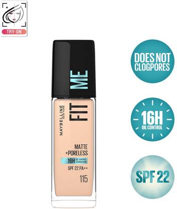 MAYBELLINE NEW YORK Fit Me Matte+Poreless Liquid Foundation (With Pump & SPF 22) Foundation