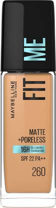 MAYBELLINE NEW YORK Fit Me Matte + Poreless Foundation Natural Matte - Shade 260 Foundation