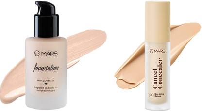 MARS High Coverage Liquid Foundation and Cancel Concealer for Face Makeup Foundation