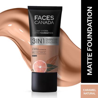 FACES CANADA All Day Hydra Matte | 3 in 1 - Foundation + Moisturizer + SPF 30 Foundation