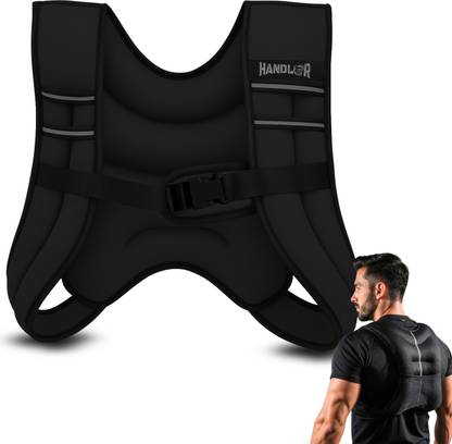 HANDLER Durable Weighted Vest for Men & Women with Reflective Stripe Workout Equipment Black Weight Vest