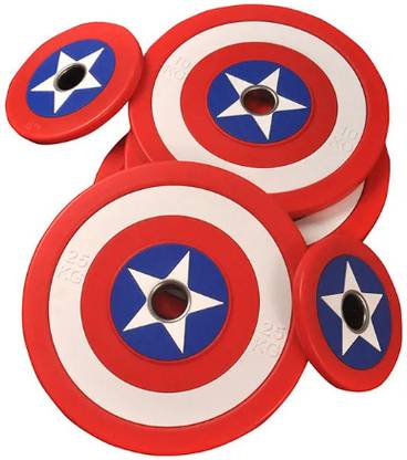 Arising 15 kg SGT Captain America plates (15kg*2) Red, Blue, White Weight Plate Total(30 kg) Home Gym Combo
