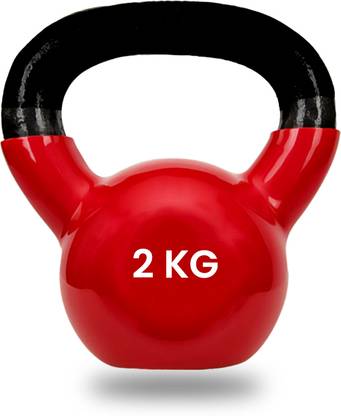 Strauss Vinyl Coated Premium Kettlebell | Kettle bell For Gym & Workout, 2 Kg Red Kettlebell